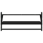 4 Piece Wall Shelf Set with Bars Black Engineered Wood