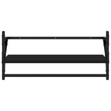4 Piece Wall Shelf Set with Bars Black Engineered Wood - Rear View