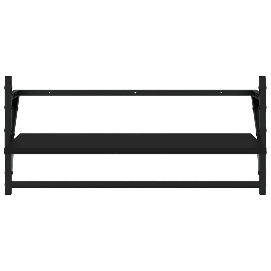 4 Piece Wall Shelf Set with Bars Black Engineered Wood