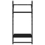 4 Piece Wall Shelf Set with Bars Black Engineered Wood