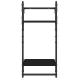4 Piece Wall Shelf Set with Bars Black Engineered Wood - Low Angle