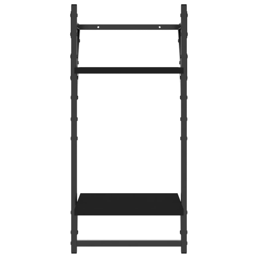4 Piece Wall Shelf Set with Bars Black Engineered Wood