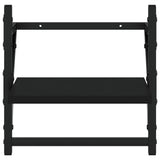 4 Piece Wall Shelf Set with Bars Black Engineered Wood - Extra Image