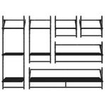 6 Piece Wall Shelf Set with Bars Black Engineered Wood