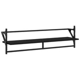6 Piece Wall Shelf Set with Bars Black Engineered Wood - 45-Degree Angle