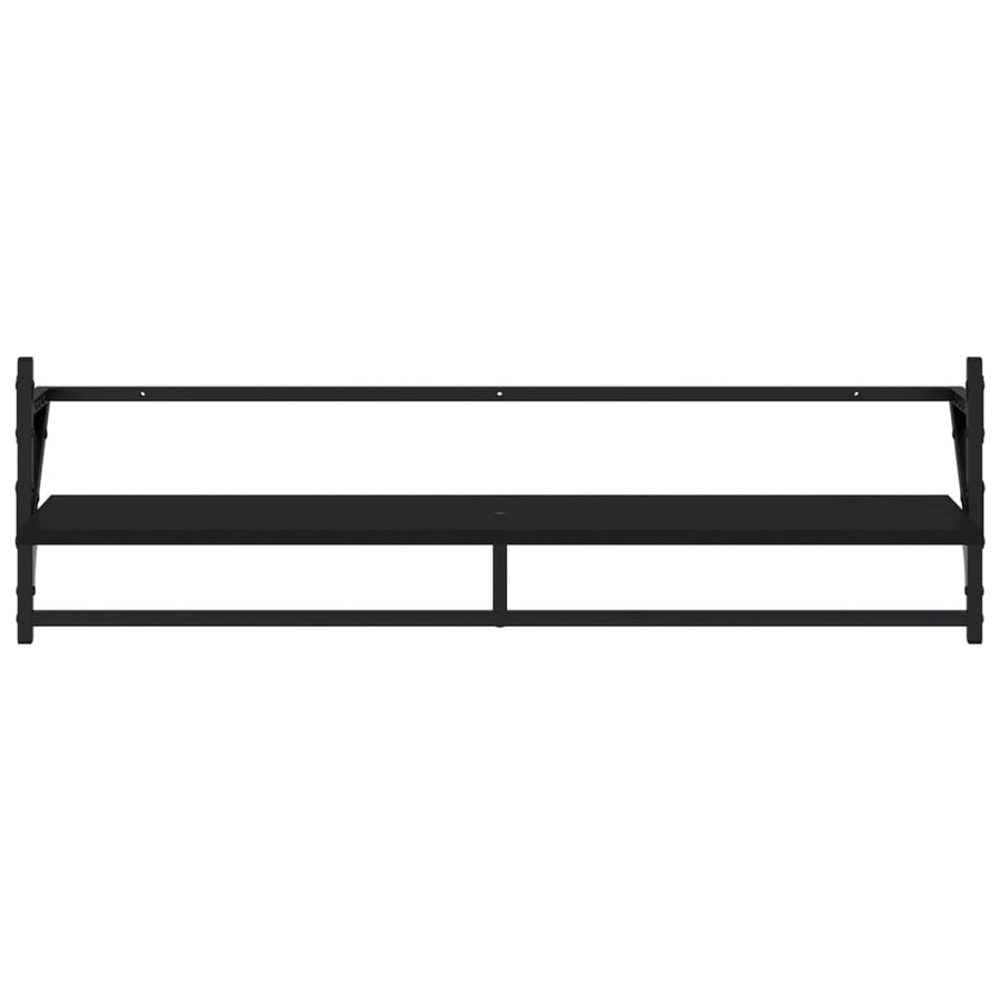6 Piece Wall Shelf Set with Bars Black Engineered Wood