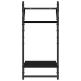 6 Piece Wall Shelf Set with Bars Black Engineered Wood