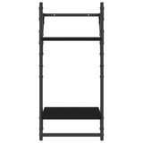 6 Piece Wall Shelf Set with Bars Black Engineered Wood - Extra Image