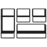 4 Piece Wall Shelf Set with Bars Black Engineered Wood - Top-Down View
