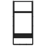 4 Piece Wall Shelf Set with Bars Black Engineered Wood - Close-Up Angle