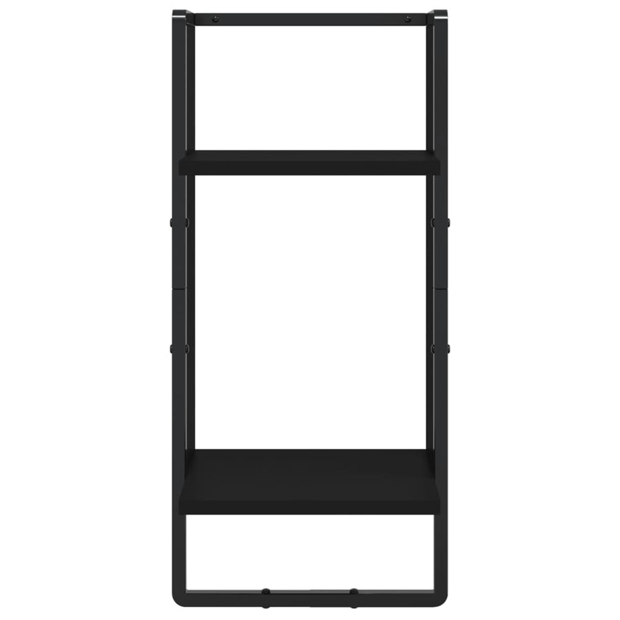 4 Piece Wall Shelf Set with Bars Black Engineered Wood