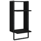 4 Piece Wall Shelf Set with Bars Black Engineered Wood - Low Angle