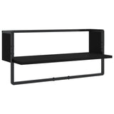 4 Piece Wall Shelf Set with Bars Black Engineered Wood - Extra Image