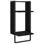 6 Piece Wall Shelf Set with Bars Black Engineered Wood