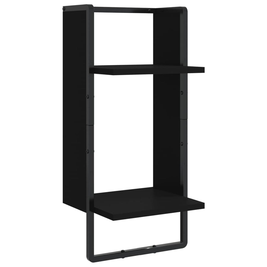 6 Piece Wall Shelf Set with Bars Black Engineered Wood