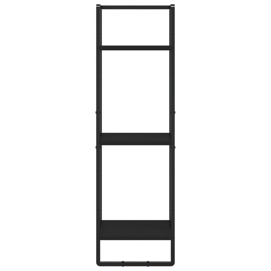 6 Piece Wall Shelf Set with Bars Black Engineered Wood