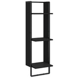 6 Piece Wall Shelf Set with Bars Black Engineered Wood - Low Angle