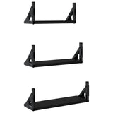 3 Piece Wall Shelf Set Black Engineered Wood - Rear View