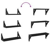 3 Piece Wall Shelf Set Black Engineered Wood - Close-Up Angle