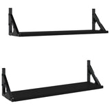Wall Shelves 2 pcs Black 60x15x15.5 cm - Front View