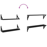 Wall Shelves 2 pcs Black 60x15x15.5 cm - Low Angle