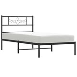 Metal Bed Frame without Mattress with Headboard Black 90x190 cm - Top-Down View
