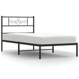 Metal Bed Frame without Mattress with Headboard Black 107x203 cm King Single - Front View