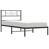 Metal Bed Frame without Mattress with Headboard Black 107x203 cm King Single - Top-Down View