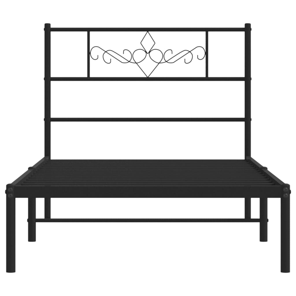Metal Bed Frame without Mattress with Headboard Black 107x203 cm King Single