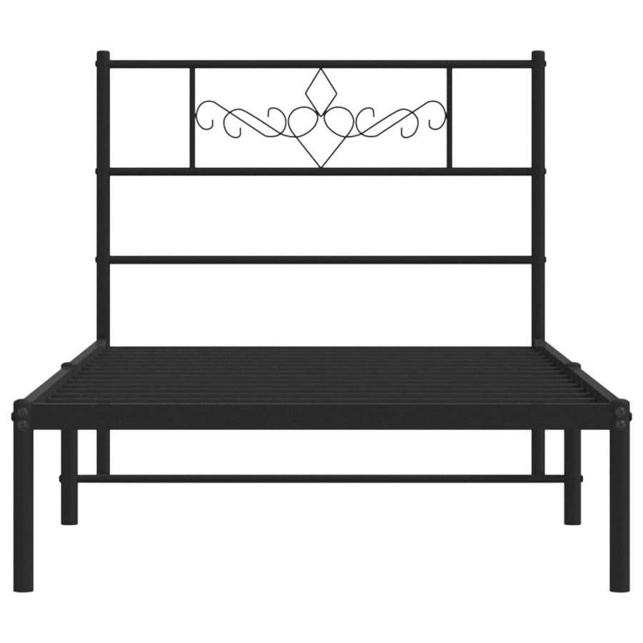 Metal Bed Frame without Mattress with Headboard Black 107x203 cm King Single
