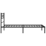 Metal Bed Frame without Mattress with Headboard Black 107x203 cm King Single - Rear View