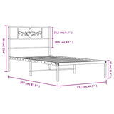 Metal Bed Frame without Mattress with Headboard Black 107x203 cm King Single - Extra Image
