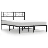 Metal Bed Frame without Mattress with Headboard Black 135x190 cm