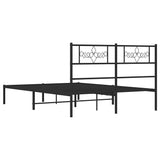 Metal Bed Frame without Mattress with Headboard Black 135x190 cm - Low Angle