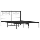 Metal Bed Frame without Mattress with Headboard Black 150x200 cm - Side View