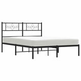 Metal Bed Frame without Mattress with Headboard Black 150x200 cm