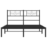 Metal Bed Frame without Mattress with Headboard Black 150x200 cm