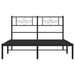 Metal Bed Frame without Mattress with Headboard Black 150x200 cm