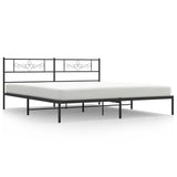 Metal Bed Frame without Mattress with Headboard Black 183x203 cm King - Front View