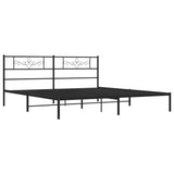 Metal Bed Frame without Mattress with Headboard Black 183x203 cm King - Side View