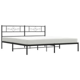Metal Bed Frame without Mattress with Headboard Black 183x203 cm King - Top-Down View
