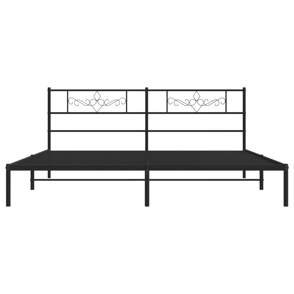 Metal Bed Frame without Mattress with Headboard Black 183x203 cm King