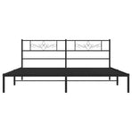 Metal Bed Frame without Mattress with Headboard Black 183x203 cm King