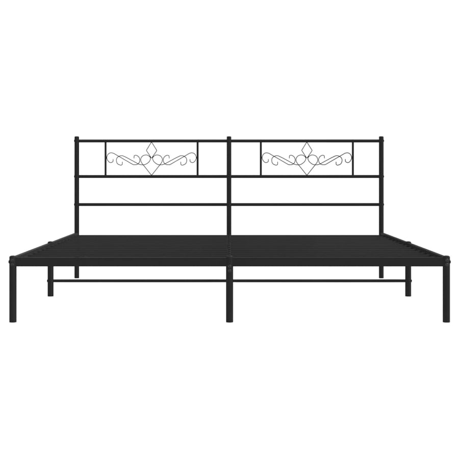 Metal Bed Frame without Mattress with Headboard Black 183x203 cm King