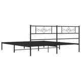 Metal Bed Frame without Mattress with Headboard Black 183x203 cm King - Close-Up Angle