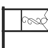 Metal Bed Frame without Mattress with Headboard Black 183x203 cm King - Low Angle