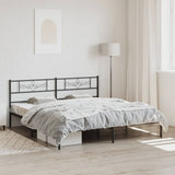 Metal Bed Frame without Mattress with Headboard Black 183x203 cm King