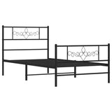 Metal Bed Frame without Mattress with Footboard Black 90x190 cm - Side View
