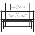 Metal Bed Frame without Mattress with Footboard Black 90x190 cm