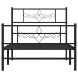 Metal Bed Frame without Mattress with Footboard Black 90x190 cm - 45-Degree Angle